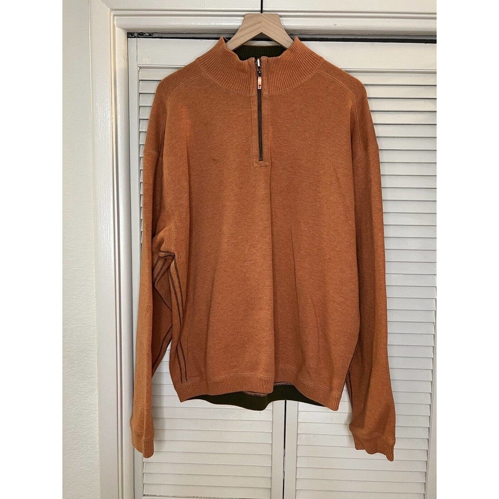 Tommy Bahama Men’s Orange 1/4 Zip Long Sleeve Pullover Sweater